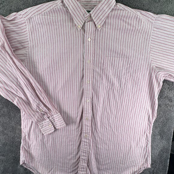 Gitman Bros Long Sleeve Button Up Shirt Men’s 17 35 Striped Pink White Cotton - Picture 2 of 13
